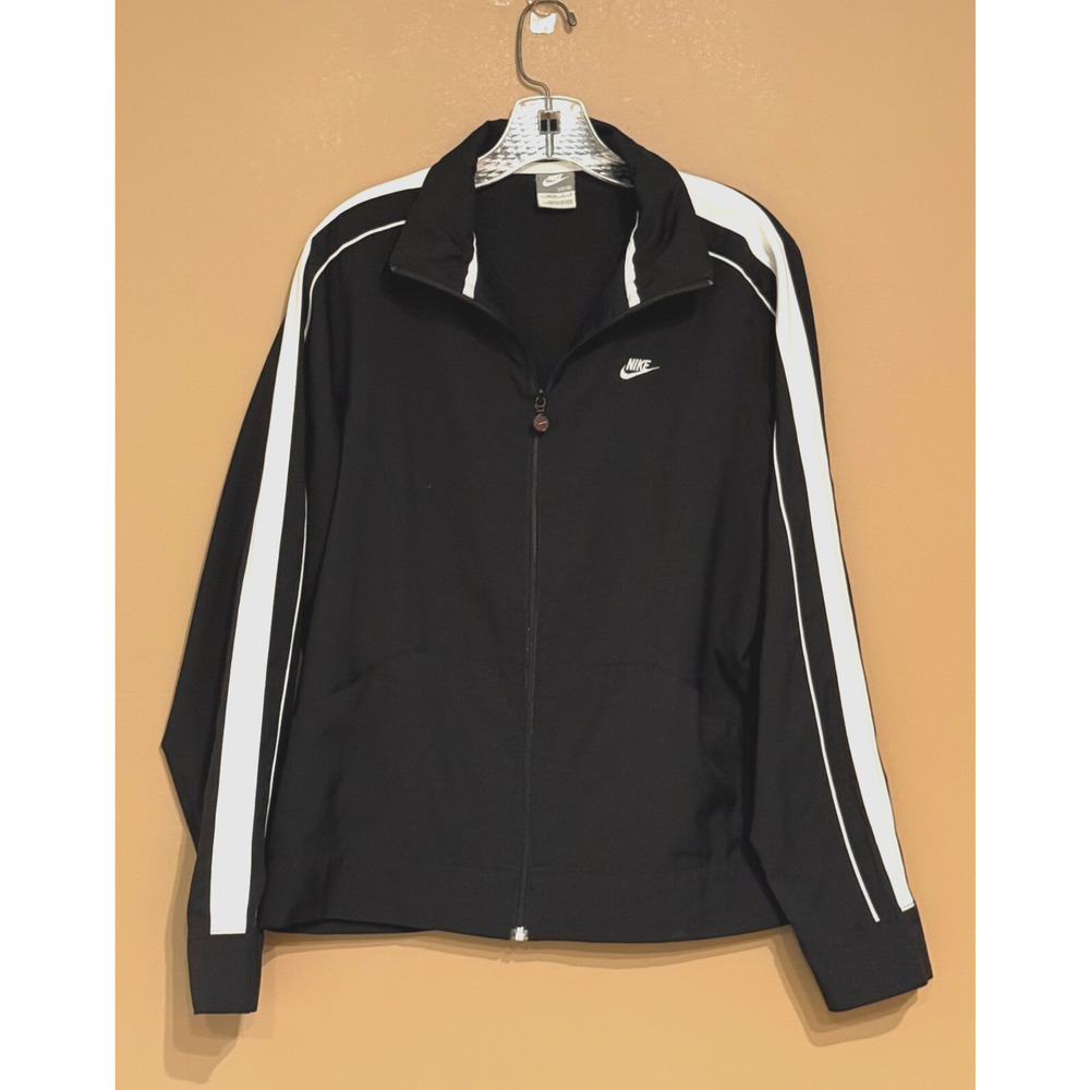 Vintage Nike Jacket Womens Large Black Track Windbreaker 90s Size 12-14